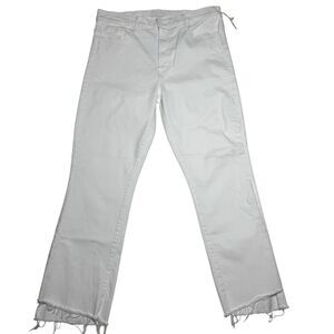 Mother Jeans The Insider Crop Step Fray Fairest Of Them All White Denim Size 34